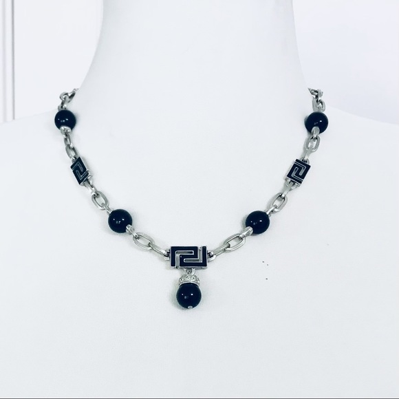 Versace Black & Rhodium Necklace w/Original box - Picture 1 of 6